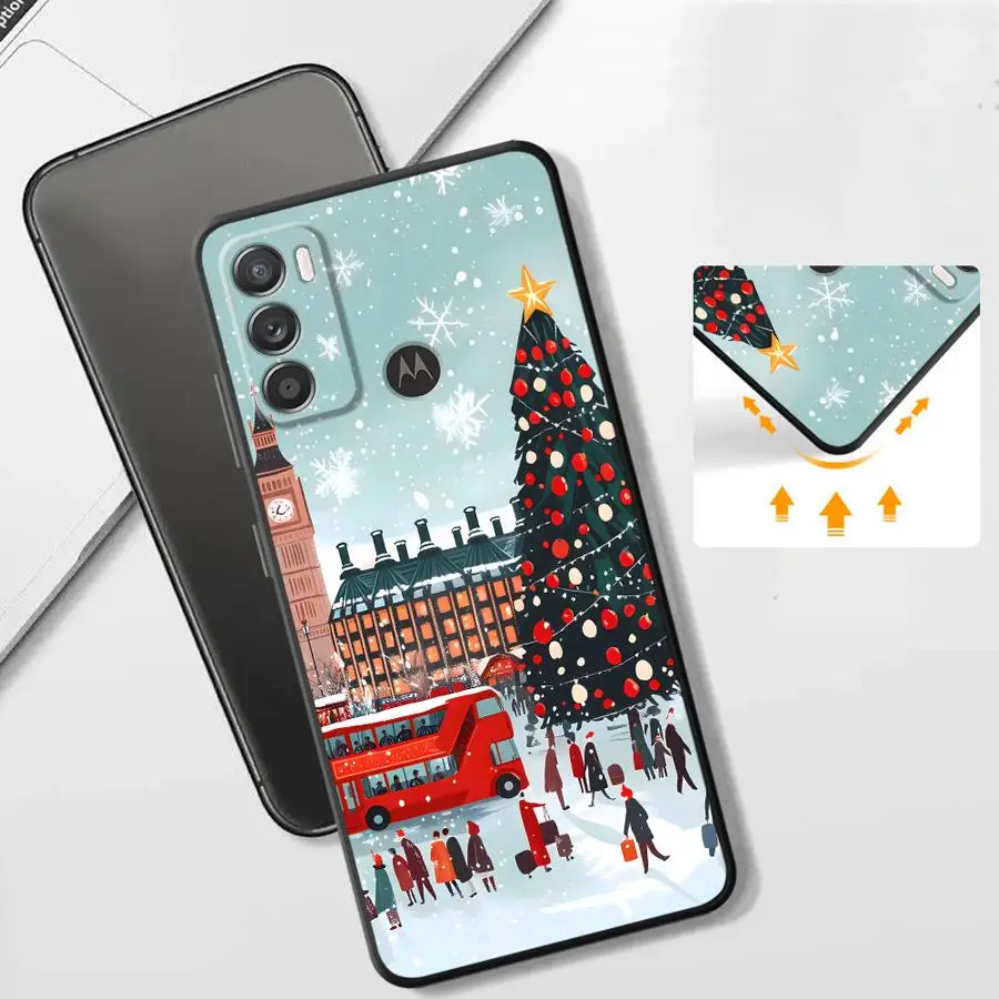 Фото Чехол Christmas Town для Motorola Moto G50 G52 G60s G22 Edge40 Edge 20 Pro 30 Lite G32 G53 G30 G71 G51 G73 №5