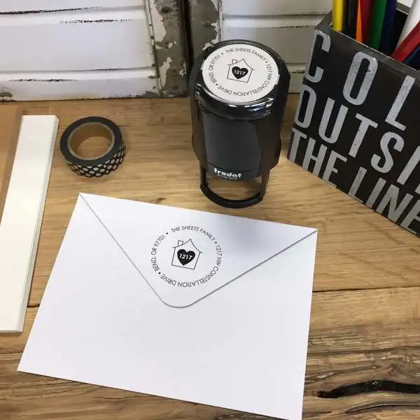 

Personalized Round Self-Inking Rubber Stamp - The Taylor Home