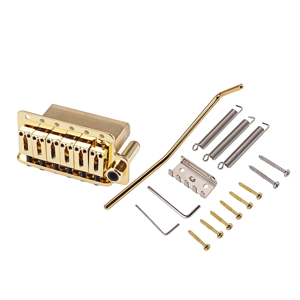 

Tremolo System Bridge Set Professional Brass Saddles Noiseless Spring Steel Block Double Locking Edge ST Electric Guitar