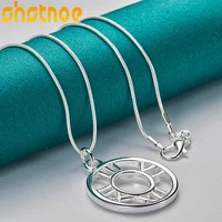 925 sterling silver 16 30 inch chain roman numerals round pendant necklace for women engagement wedding fashion charm jewelry