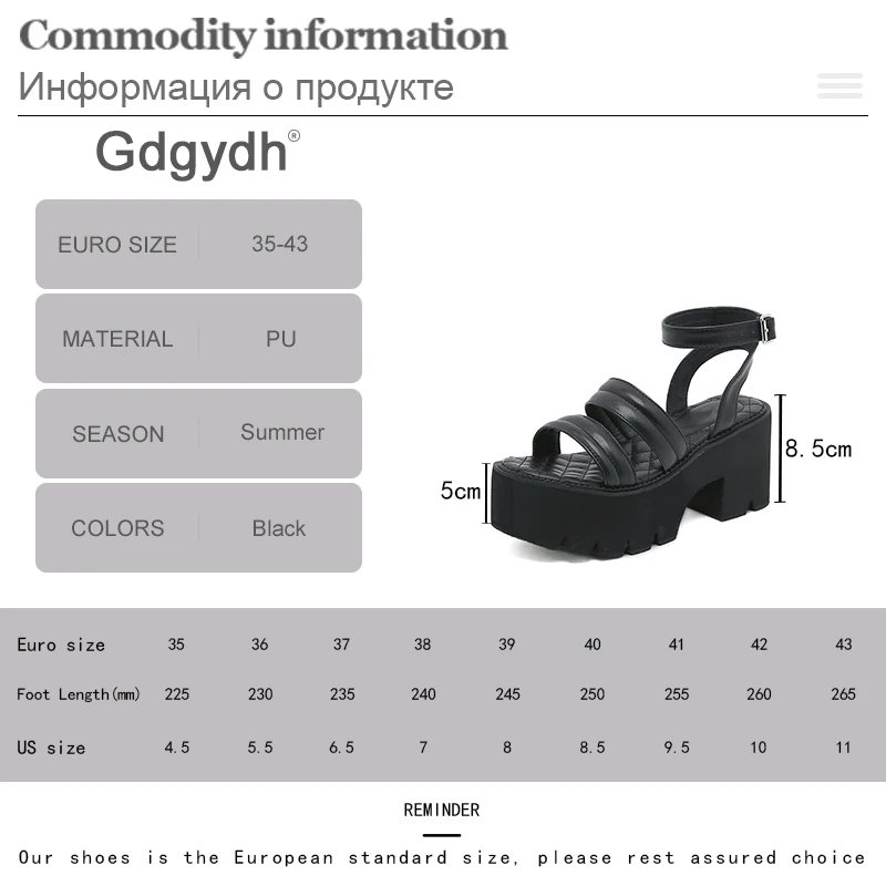 Gdgydh Platform Chunky Heels Womens Sandals Buckle Strap Open Toe Fashion Casual Peep Toe Ladies Punk Sandals Double Band