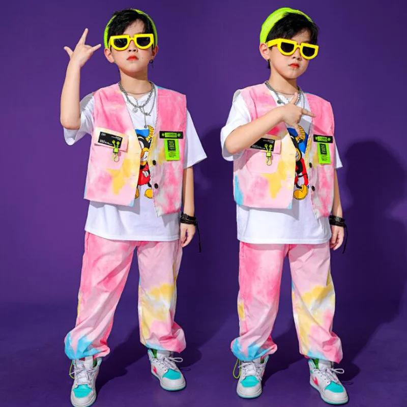 

Повседневная одежда для мальчиков и девочек, жилеты без рукавов, брюки, одежда для джазовых танцев, в стиле хип-хоп