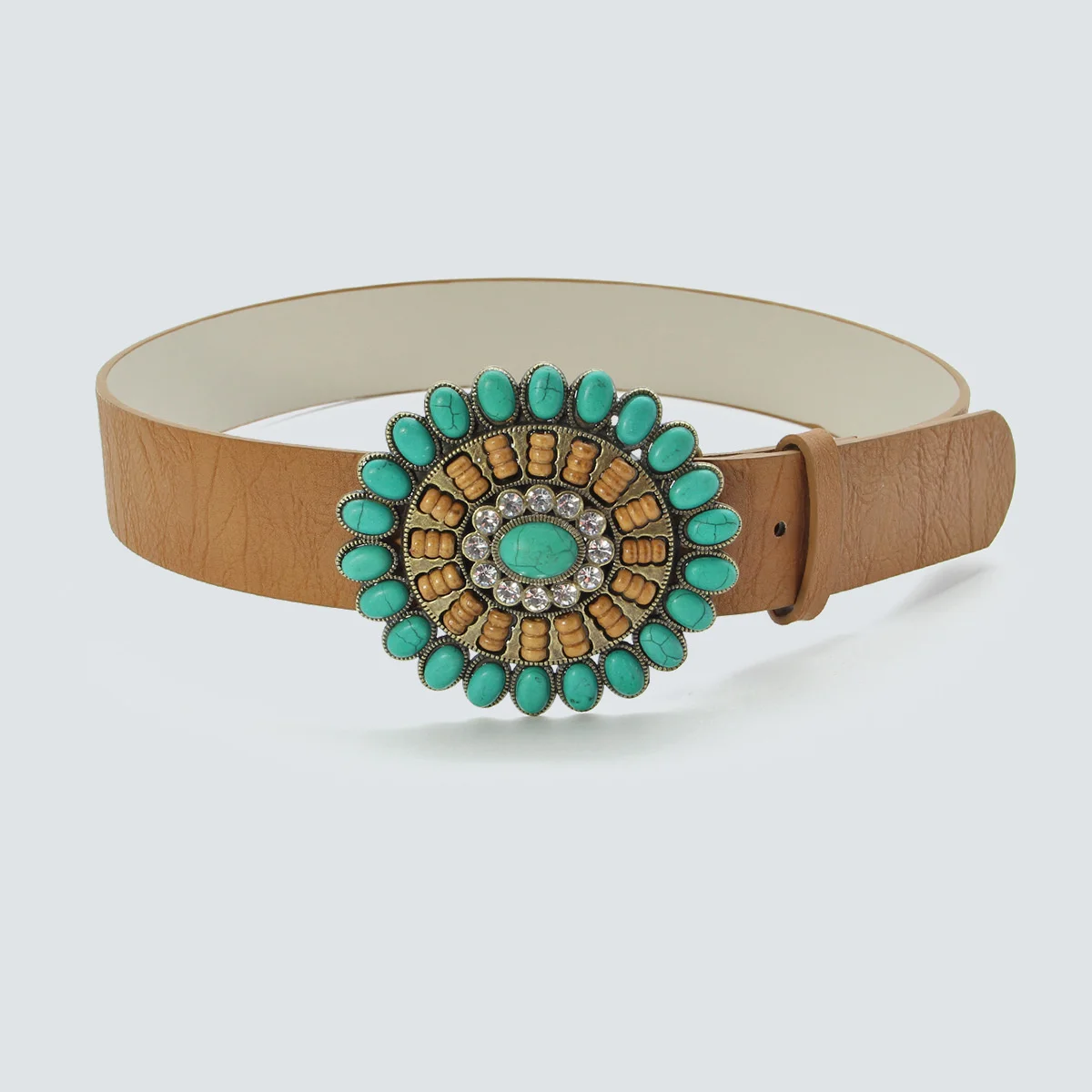 

Женский широкий пояс с овальной вставкой в западном стиле