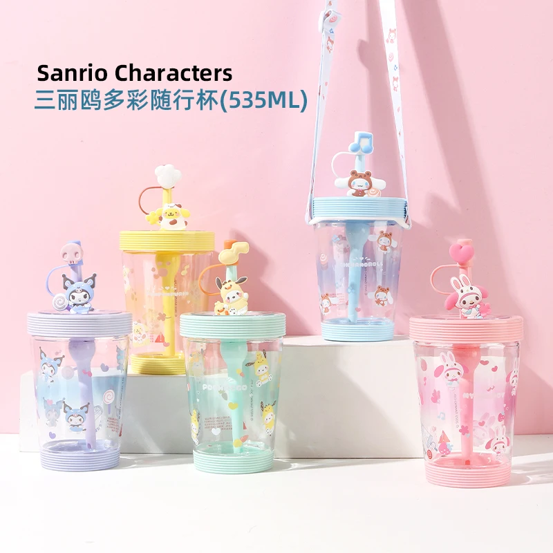 

Kawaii Sanrioed аниме мультфильм серия mymelody Kuromi Cinnamoroll милая Мода 535 мл пластиковая соломенная чашка портативная детская чашка для воды