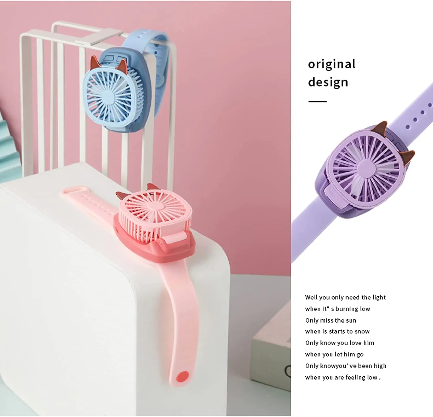 

TikTok Mini Personal Portable Fan, USB Rechargeable, Handheld Fan with Comfortable Wrist Strap Pinwheel Kids Fan Spinner Toy