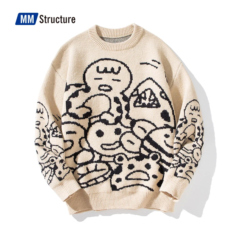 

Sweater for Teens Male High Quality Ugly Jumpers Men 2022 New Korean Print Crewneck Knit Tops Designer Vintage Oversize Pullover