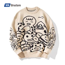 Sweater for Teens Male High Quality Ugly Jumpers Men 2022 New Korean Print Crewneck Knit Tops Design