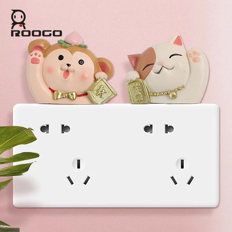 

Roogo Switch Sticker 3M Adhesive Welcome Home Waving Hand Cute Animal Sticker Auspicious Omen Home Decoration Accessories