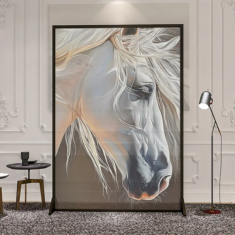 

Скандинавский стиль, роскошный абстрактный художественный экран, перегородка для гостиной, вход, блокировка, мобильный металлический экран, лошадь