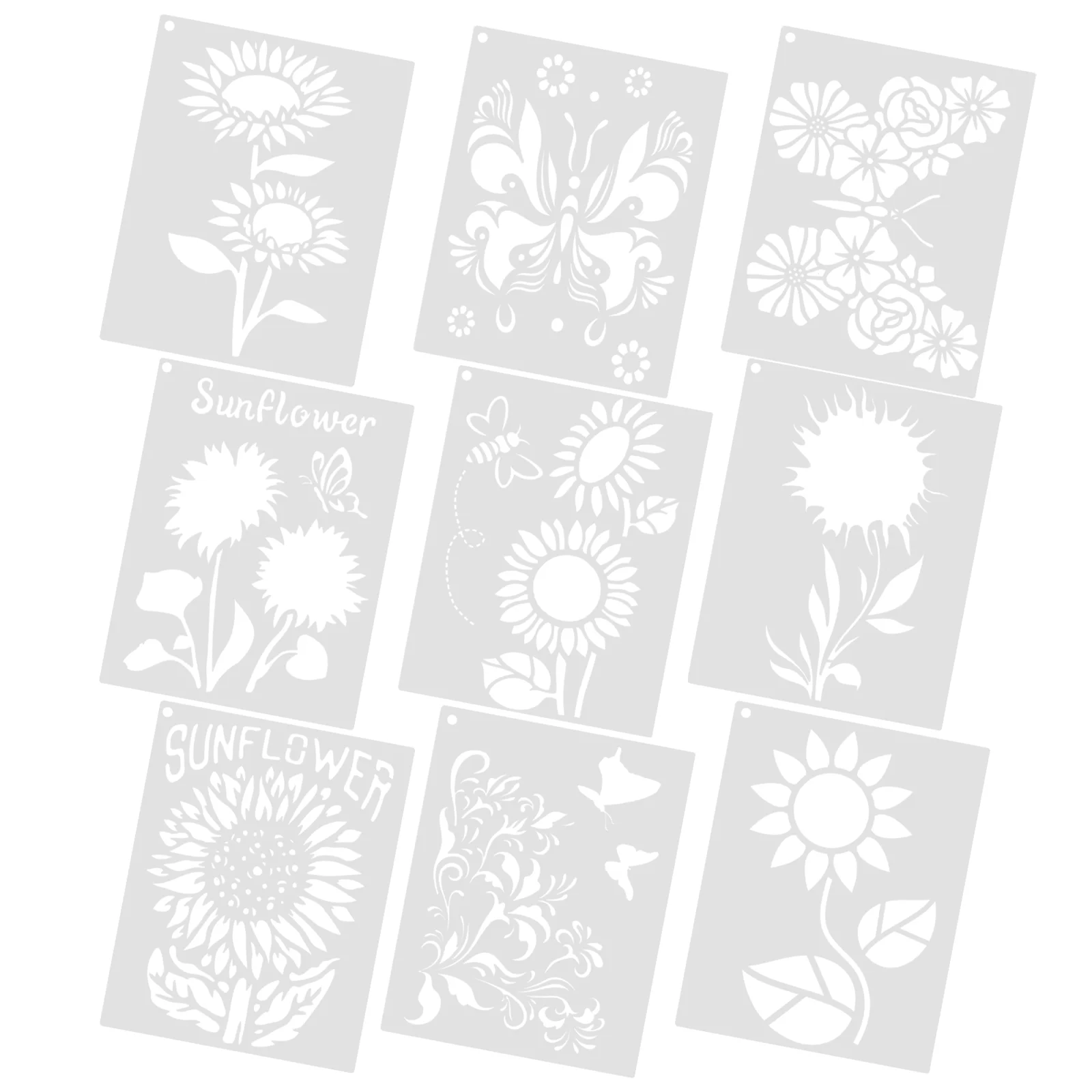 

9pcs PET Kids Portable Flower Craft Template DIY Drawing Templates Painting Template Painting Stencil