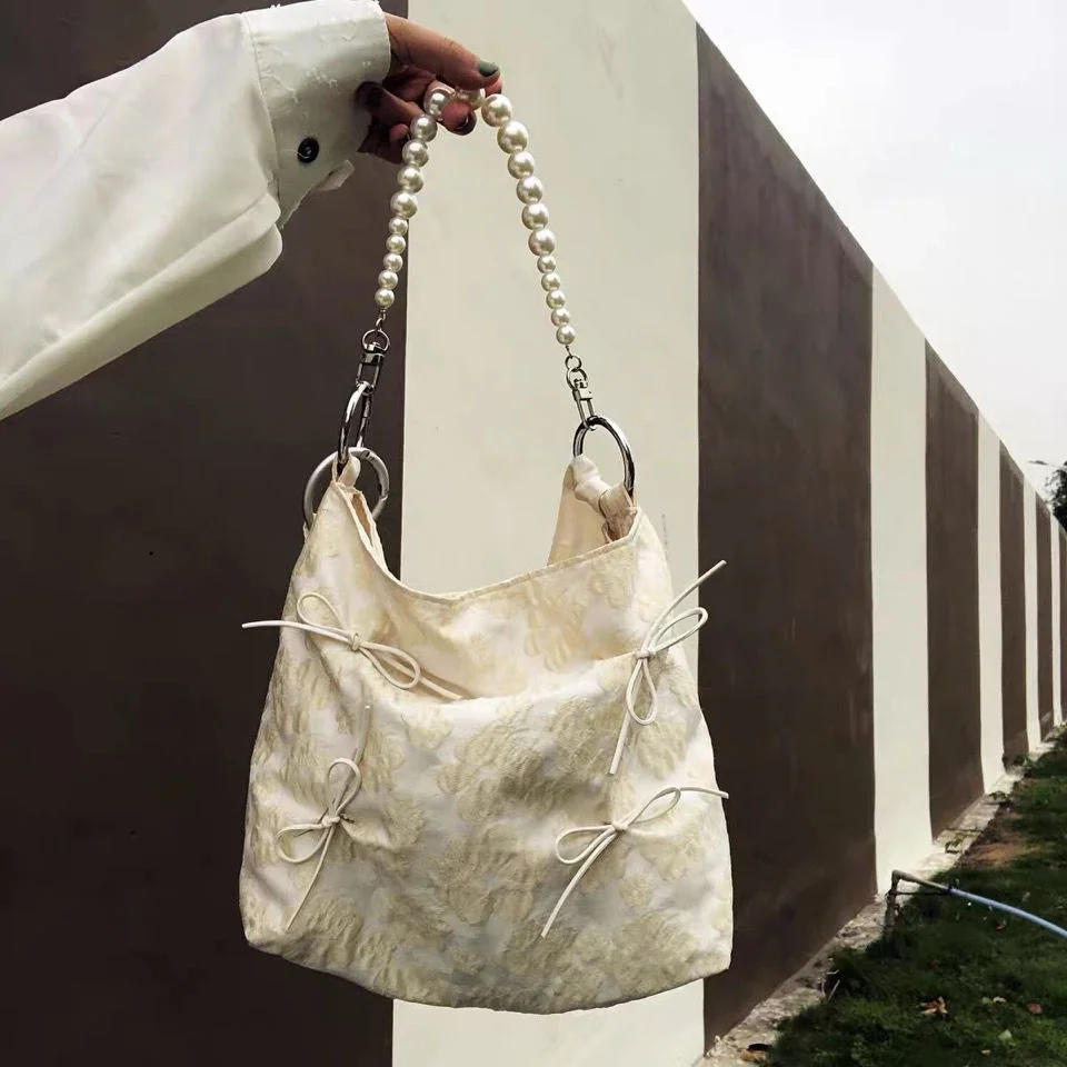 

Women Bag Vintage Canvas Bucket Korean New Fashion Shoulder Bags Handbags Beading Hasp High-Capacity Girls Bag Designer Bags