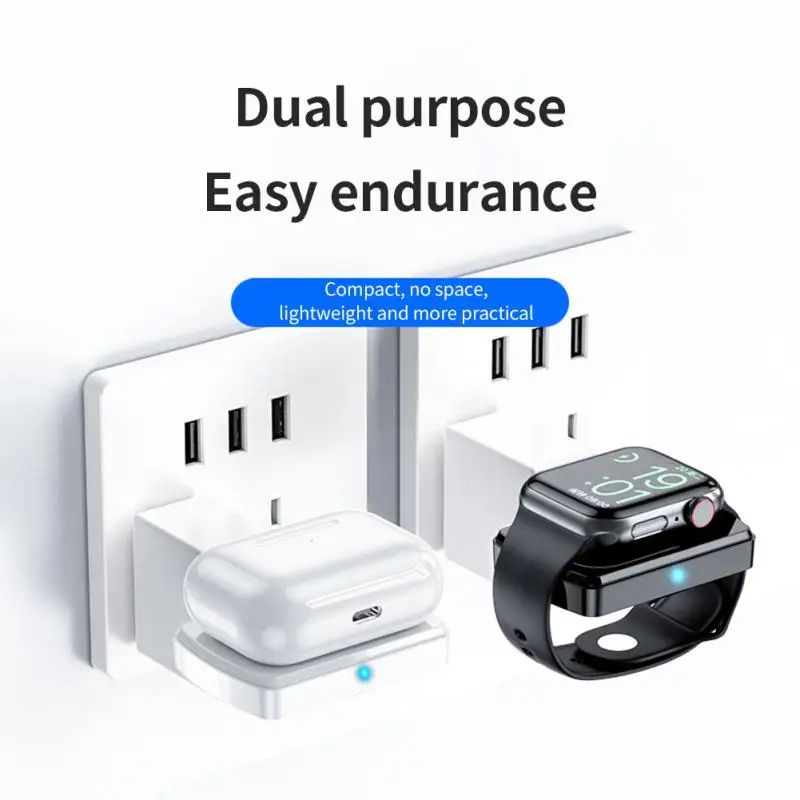 

Беспроводное зарядное устройство 2 в 1 с портом Type-c для Apple Watch AirPods, двустороннее Беспроводное зарядное устройство