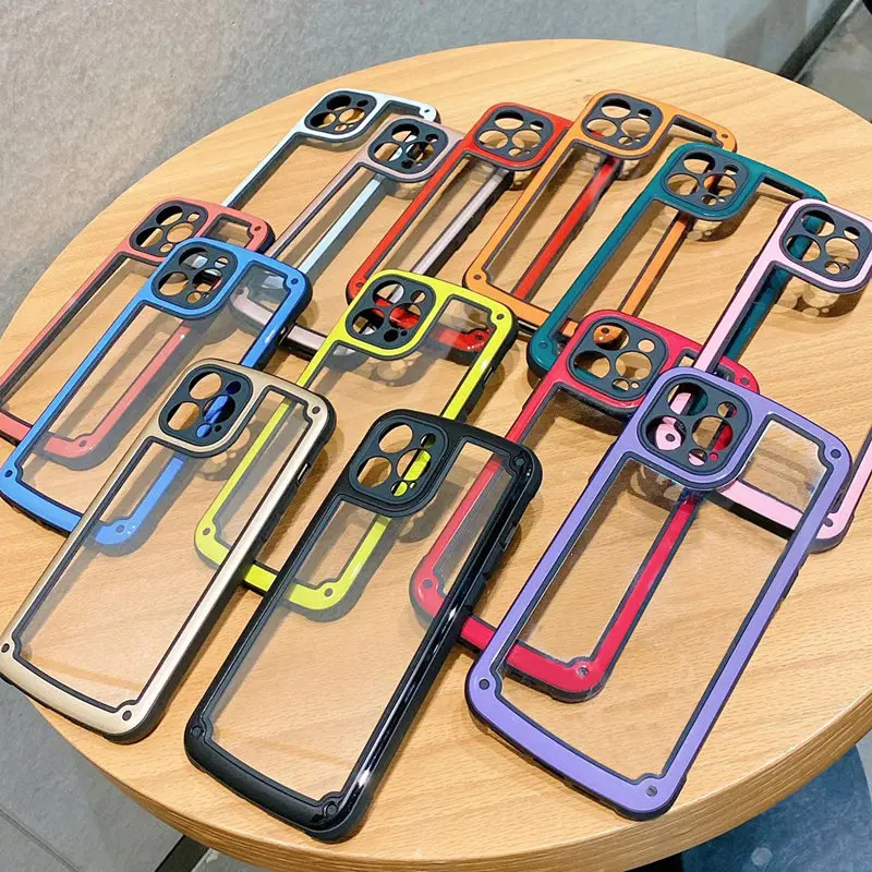 

Противоударный бронированный Прозрачный чехол для телефона iPhone 12 11 Pro Max X Xs MAX XR 7 8 Plus Защита камеры карамельных цветов Чехол