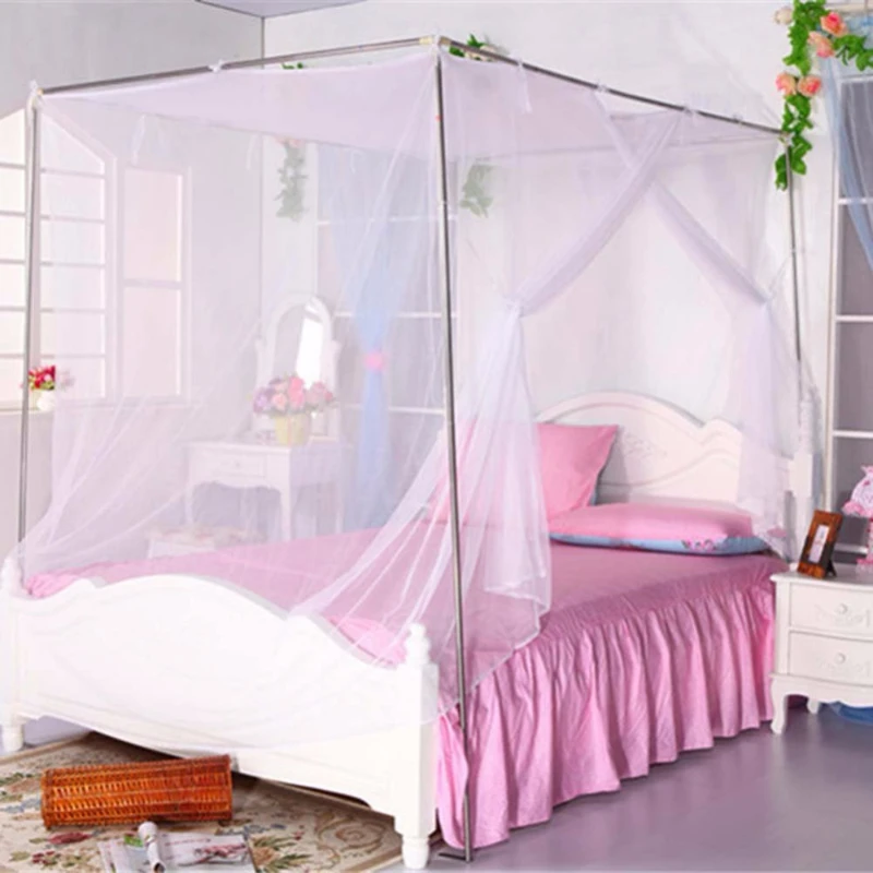 

1pcs Moustiquaire Canopy White Four Corner Post Student Canopy Bed Mosquito Net Netting Queen King Twin Size