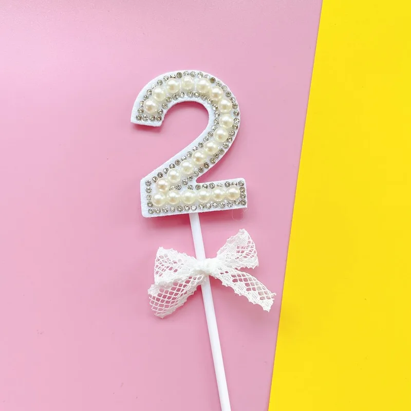 1Pc Glitter Alloy Rhinestone Number Cake Toppers Baby Shower Birthday Decoration Wedding Gold Silver Digital Cakes Dessert Decor - купить по