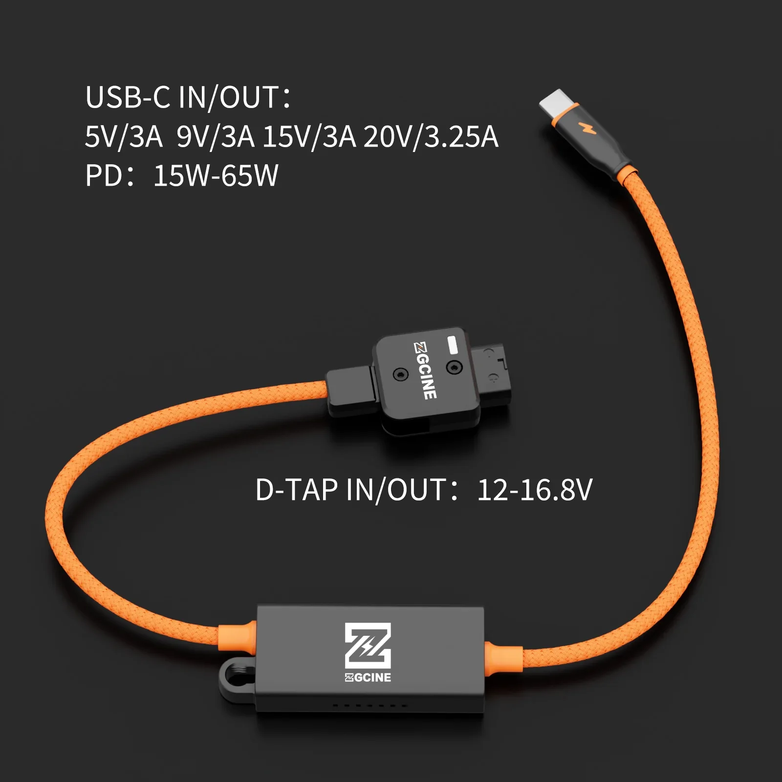 Фото Кабель ZGCINE, 20-дюймовый DT-PD D-Tap к USB-C PD, 2-стороннее зарядное устройство с V-образным креплением, кабель питания для аккумулятора с V-образным креплением, беззеркальных камер, телефонов №4