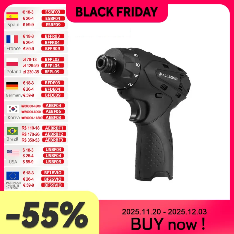 

Беспроводной ударный драйвер Allsome 12В