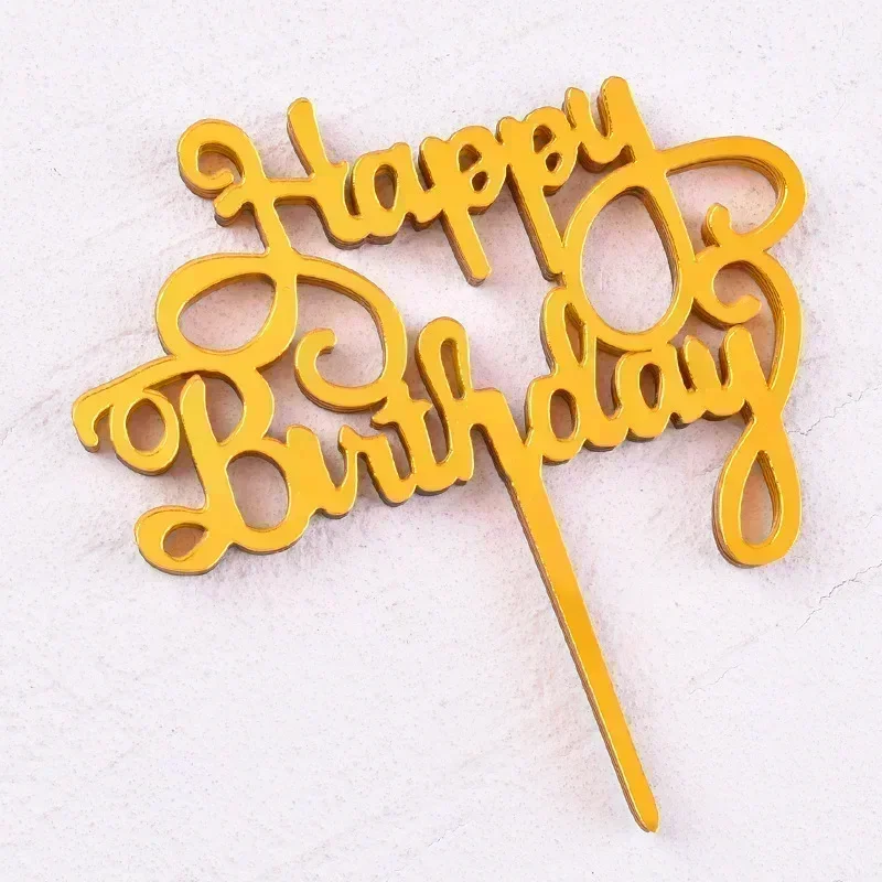 

10PCS Acrylic Happy Birthday Cake Topper Multiple Styles Balck Gold Cake Topper Baby Shower Birthday Party Decoration украшение