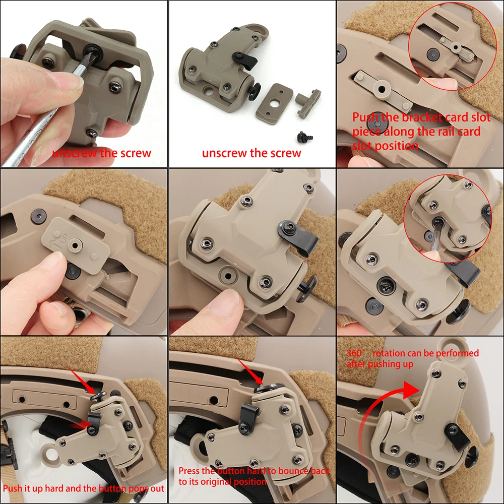 Tactical Helmet WENDY Helmet Rail Adapter Compatible with RAC Hunting Airsoft Headset Earphone Special Replacement Rotary T Arm