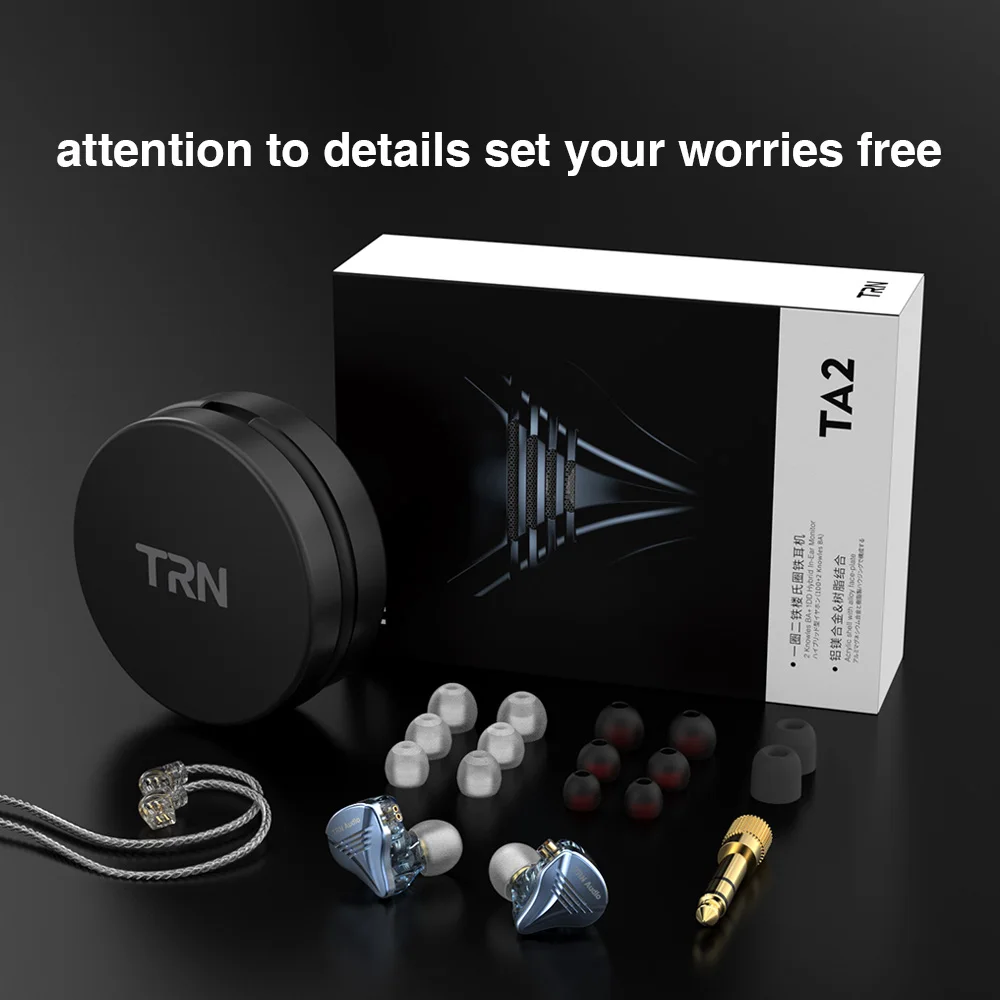 TRN TA2 HiFi Audio Triple Hybrid Driver(1DD+2 Knowles BA) Earphone IEM Metal Shell with Detachable Headset Running Headphone enlarge