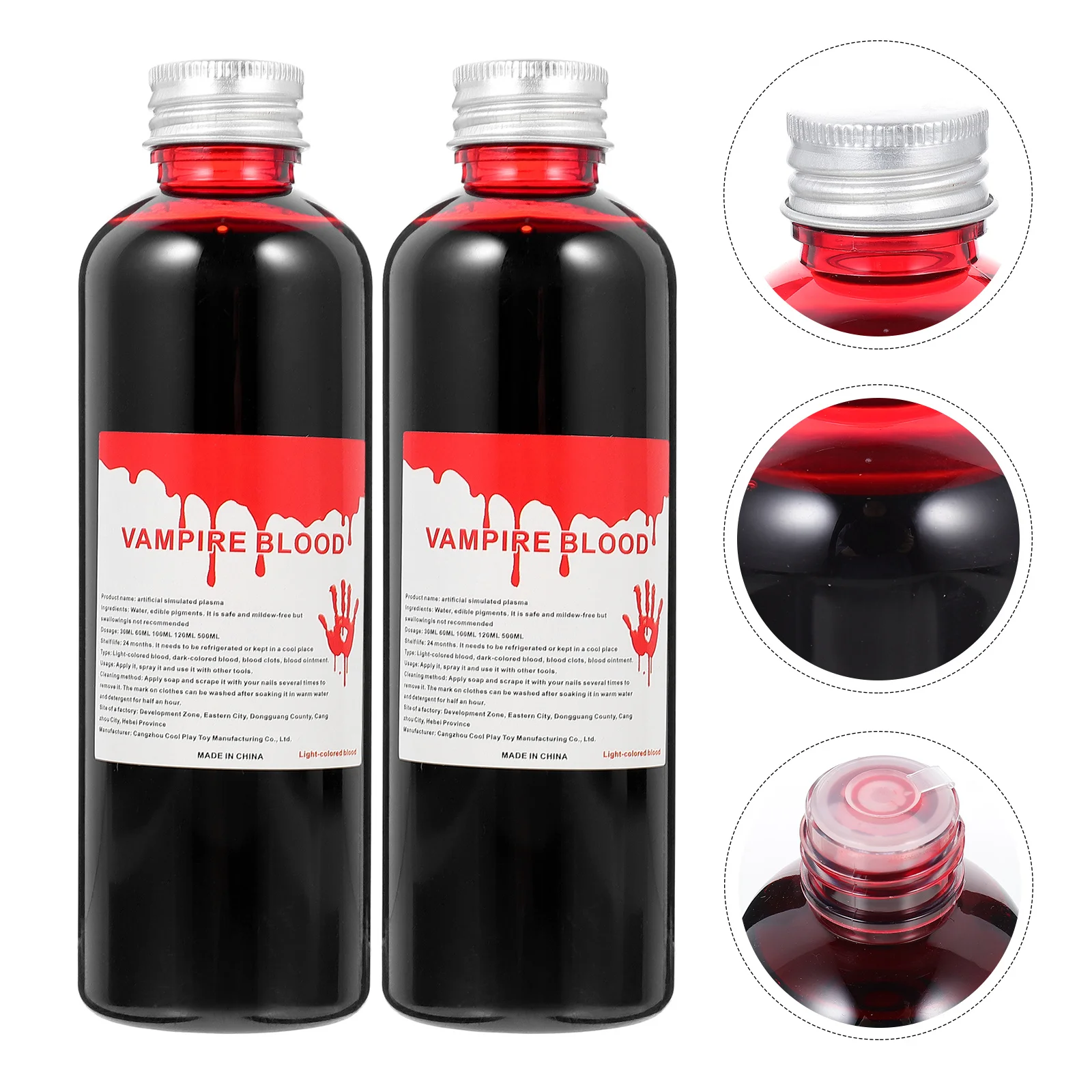 

2 Bottles False Blood Props Blood Splatter Favors Supplies