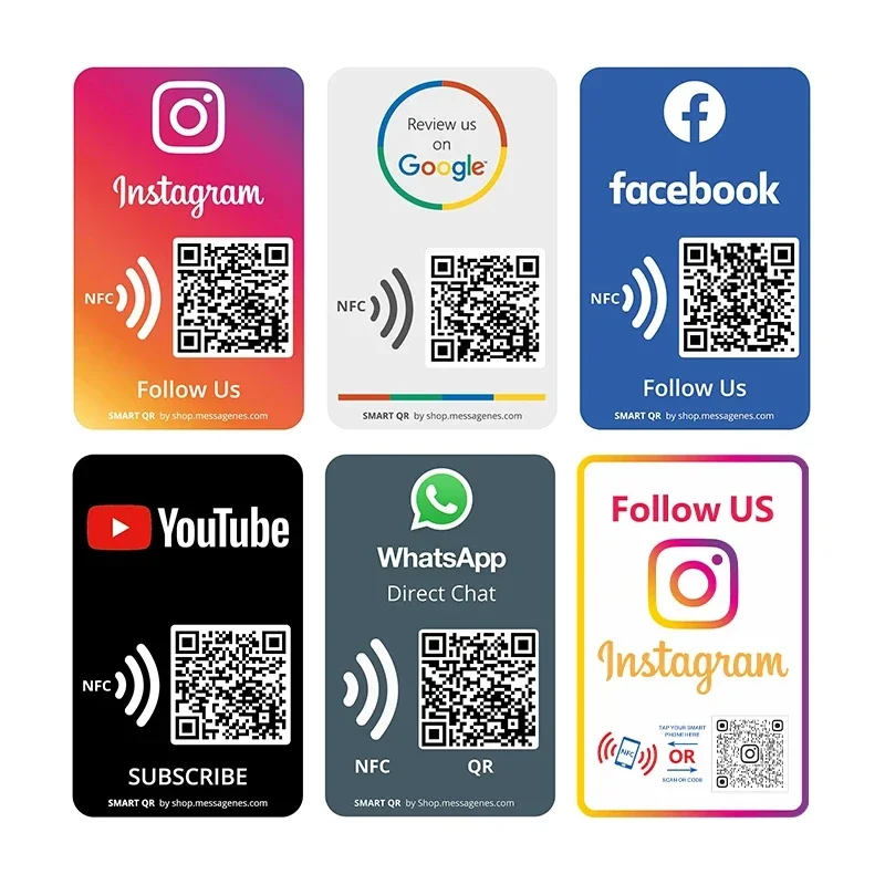 Пользовательский QR кодовый знак NFC Tap Follow US on Instagram табличка акриловый для