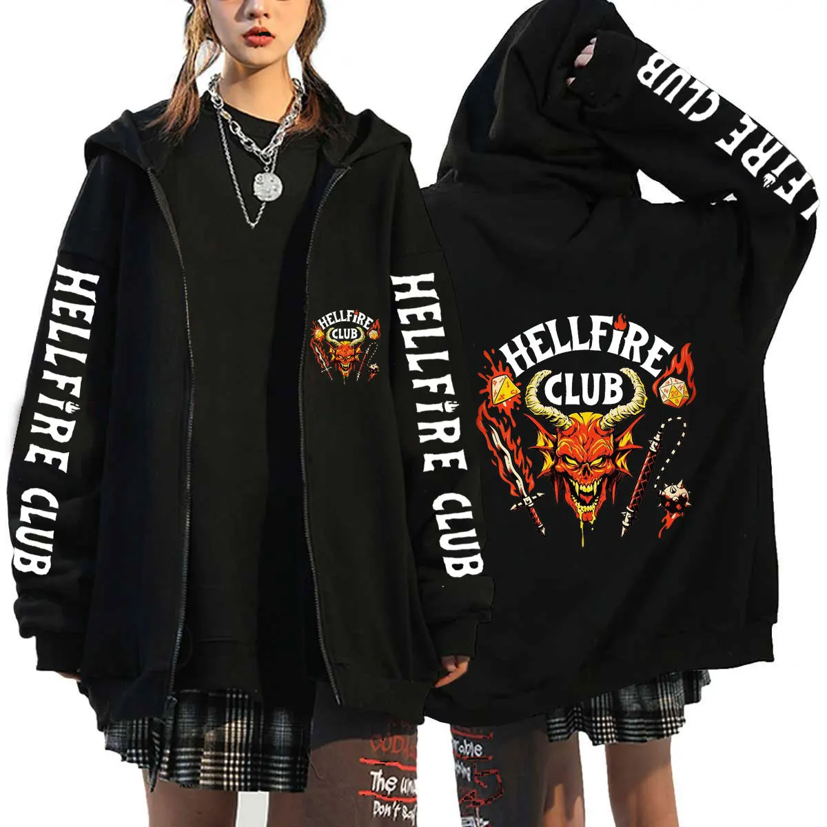 

Хит продаж, толстовка с капюшоном Hellfire Club «очень странные дела» на 4 молнии, пуловеры в стиле Харадзюку, мужские толстовки, женская одежда, му...