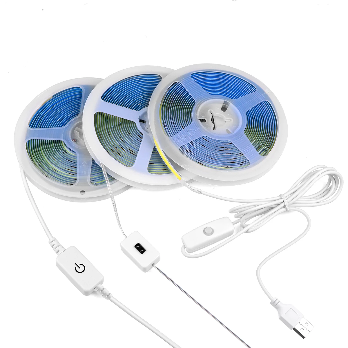 

Светодиодные ленты с USB COB-матрицей, кнопочный переключатель, сенсорный диммер, ручной датчик движения, светодиодная полоса 3000K, 4000K, 6000K, свет...