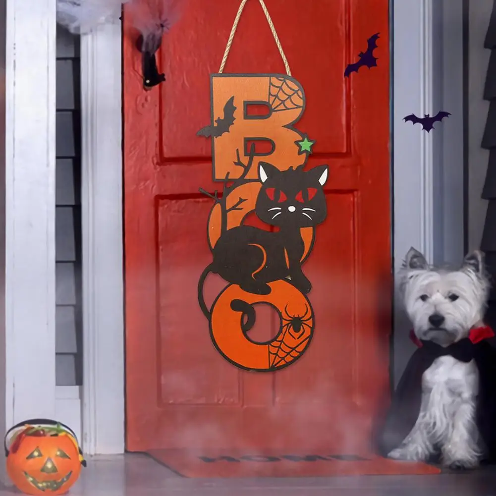 

Черная кошка Хэллоуин дверной Декор Жуткий Хэллоуин дверные украшения Мультяшные призраки тыквы черепа для дома улицы вечеринок дома