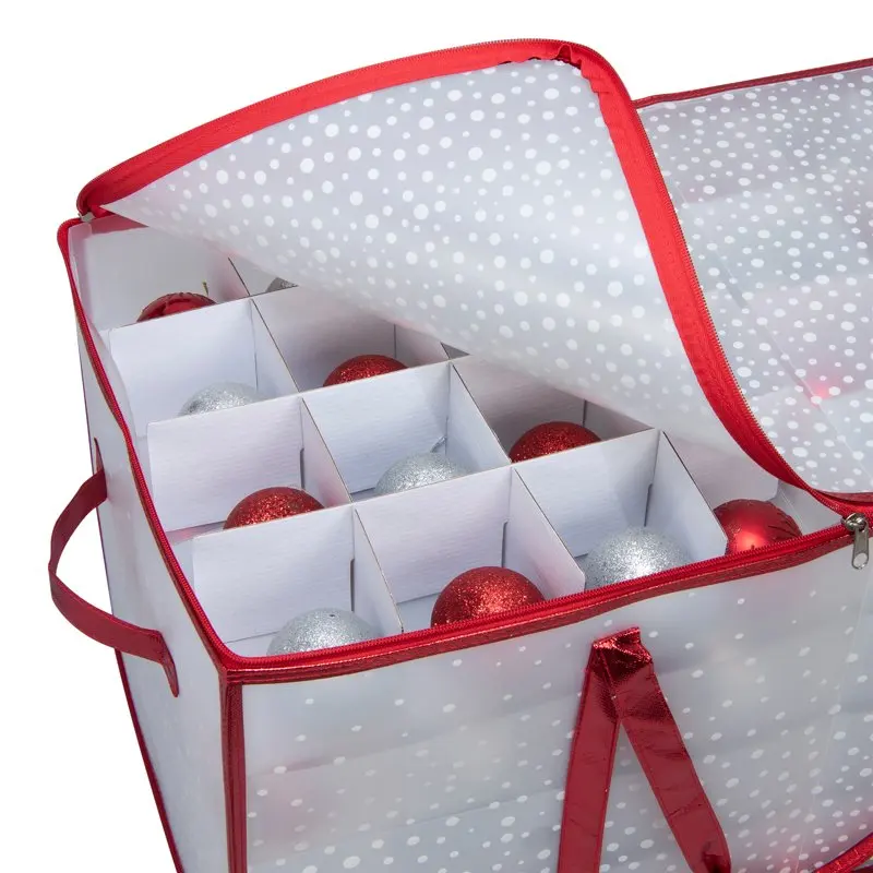 

Adorable Red Adorable Count Plastic Ornament Storage Box for Organizer - Keep Your Christmas Decorations Tidy and Safe!