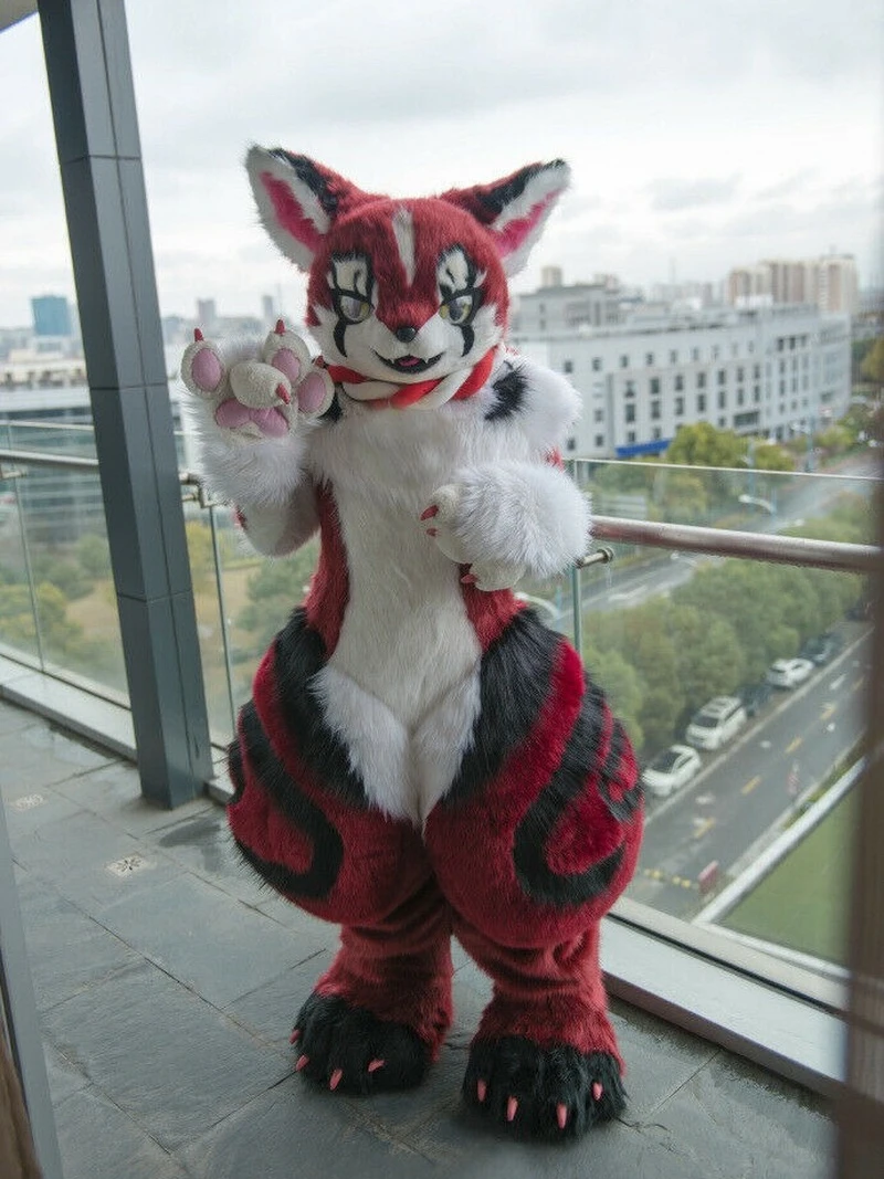 Длинный Меховой Костюм Хаски для Хэллоуина мультяшный костюм косплея пушистый |