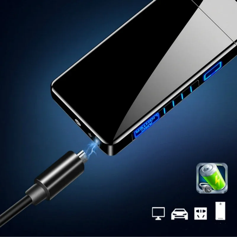 Электрическая плазменная зажигалка двойная дуга металлическая