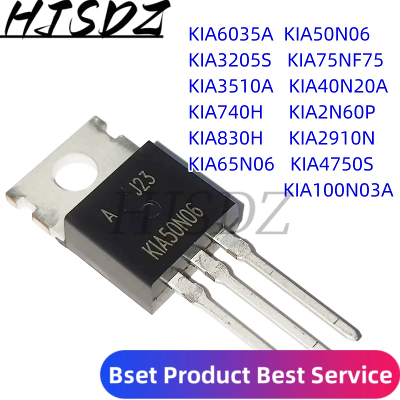10 Uds. KIA6035A KIA50N06 KIA3205S KIA75NF75 KIA3510A KIA40N20A KIA740H KIA2N60P KIA830H KIA2910N KIA65N06 KIA4750S KIA100N03A