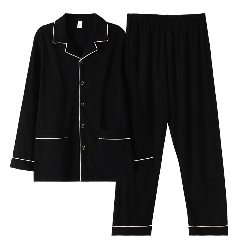 Мужские пижамы мужские 00% хлопок весна и осень 2024 новинка больших размеров