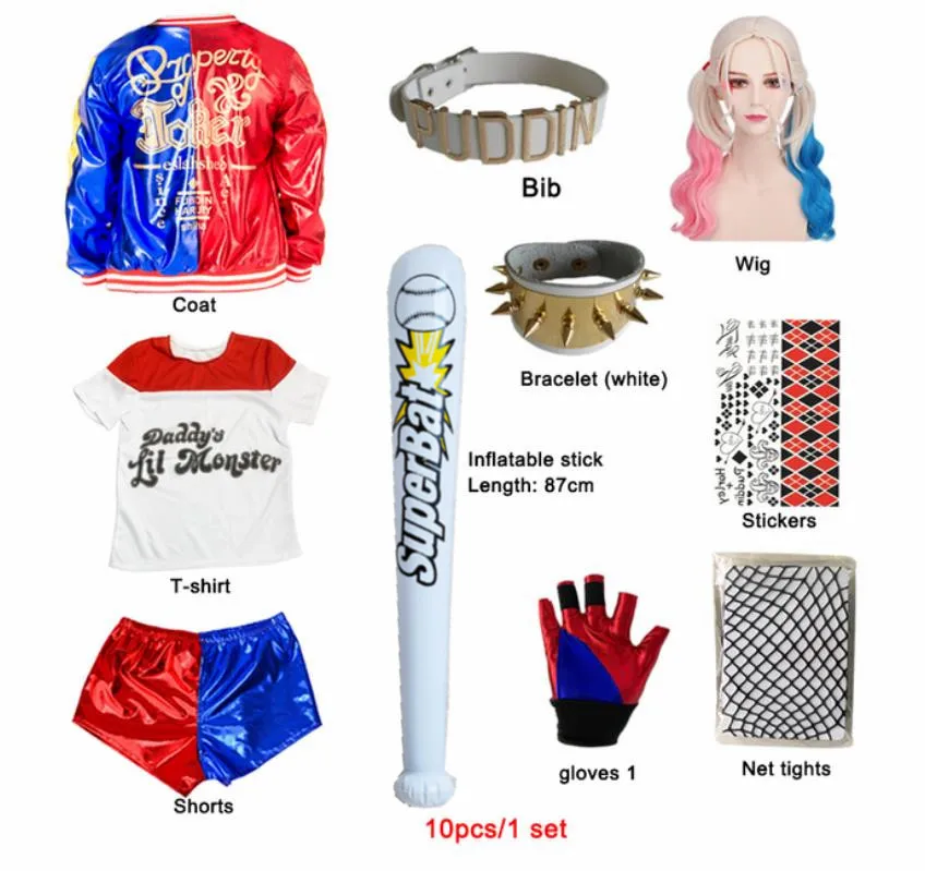 Женский костюм Харли для косплея футболка Джокера одежда вечеринки на день