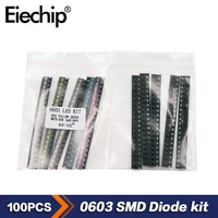 100pcslot led light diode kit red yellow green white blue smd light emitting diode 0603 electronic components