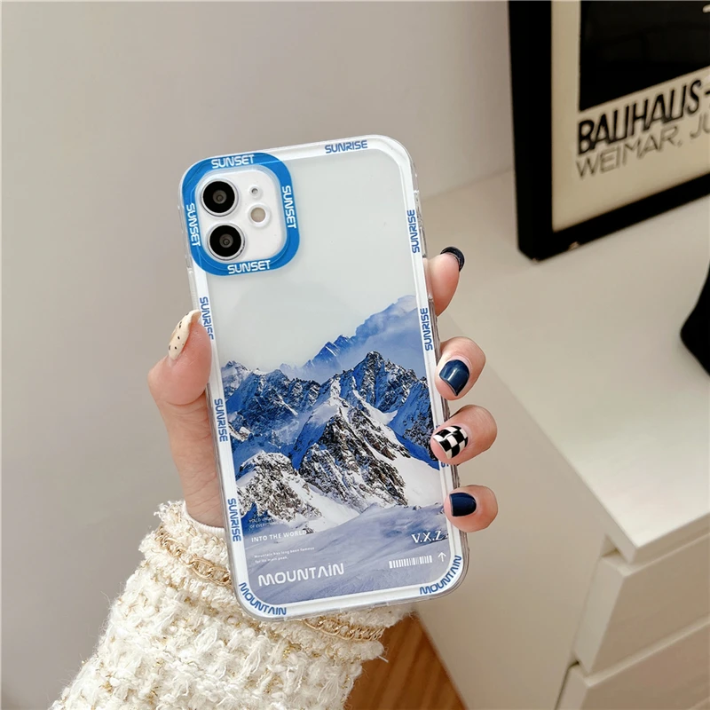 Модный чехол Snow Mountain Peak для iPhone 13 12 11 Pro Max XS XR X 7 8 Plus SE 2020 роскошный противоударный с