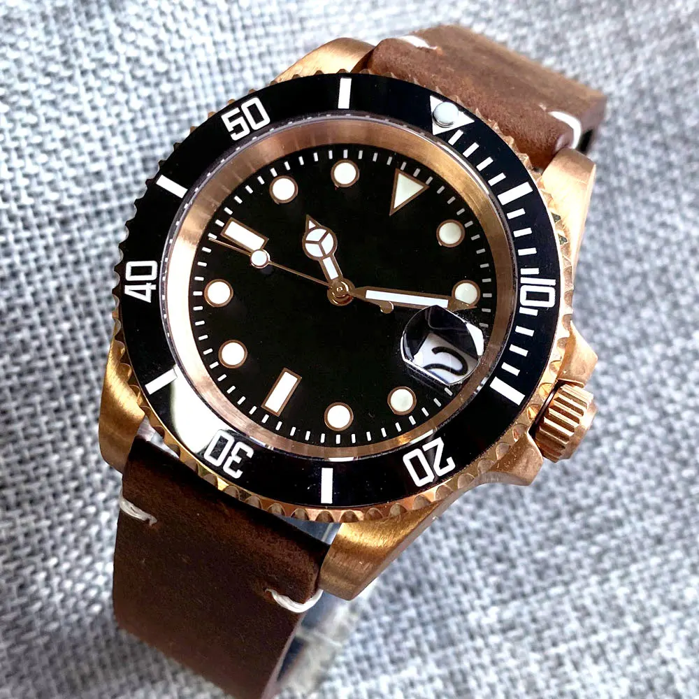 Мужские водонепроницаемые часы с кожаным ремешком 40 мм