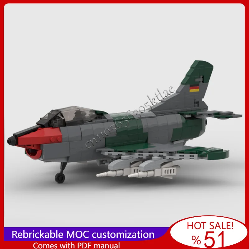 Фото Новые детали 567 MOC G 91, модель реактивного истребителя с одним двигателем, собранная своими руками, образовательная креативная для детей, игрушки, праздничные подарки-сюрпризы №1