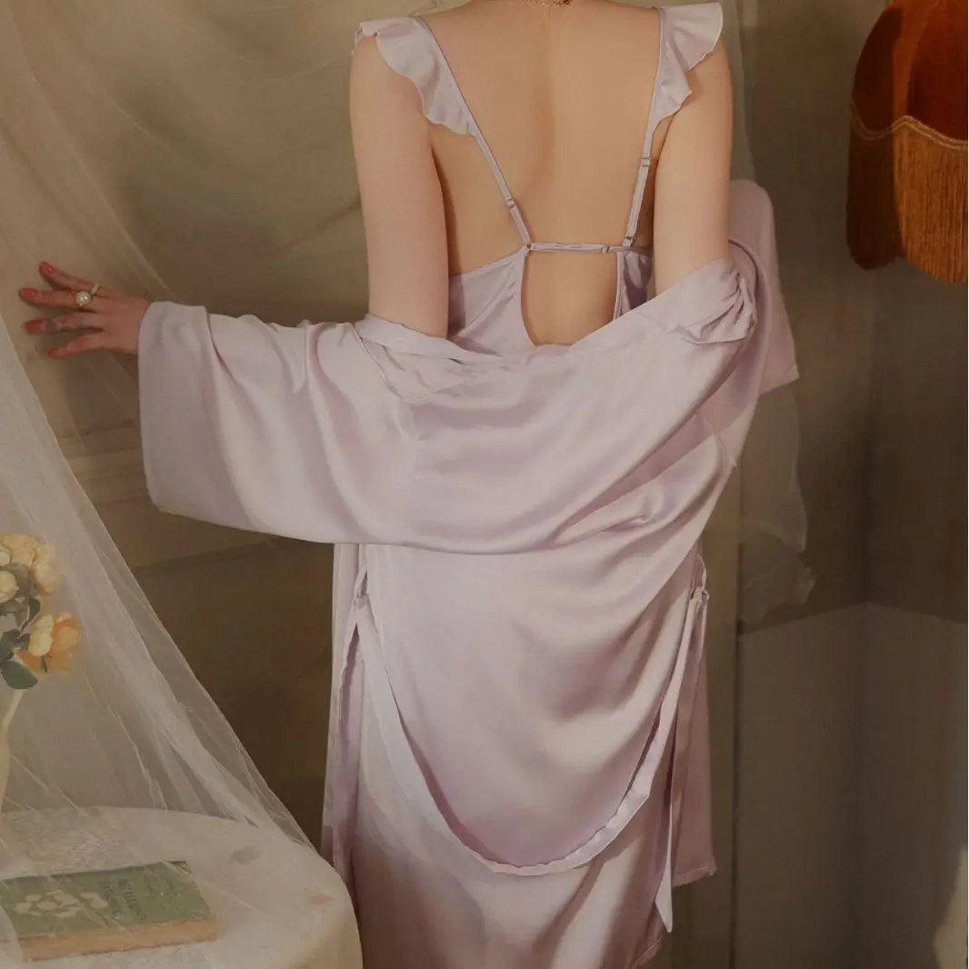 Пикантная женская пижама из ледяного шелка модель со съемным корсетом и