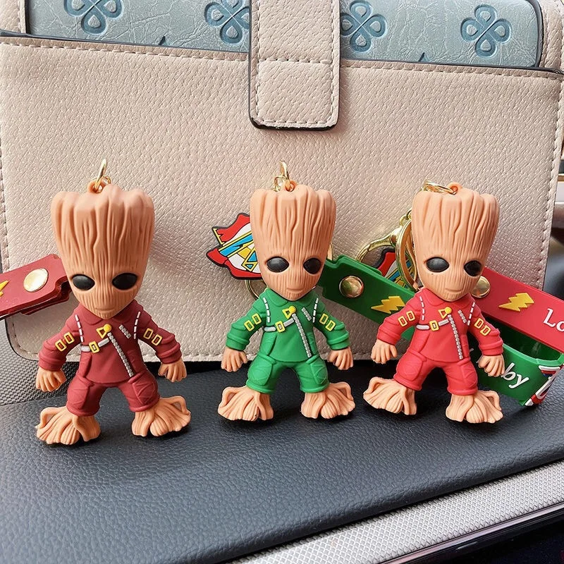 

Trend Anime Groot Key Chain Cartoon Grus Doll Keychian Bag Pendant Car Accessories key chains For Women and Men Children's gifts