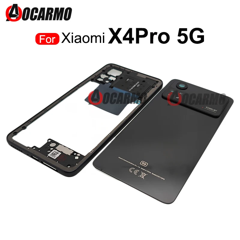 

Middle Frame With Side key And Rear Back Cover With Camera Lens Frame For Xiaomi POCO X4 Pro X4Pro 5G Repair Replacement Parts