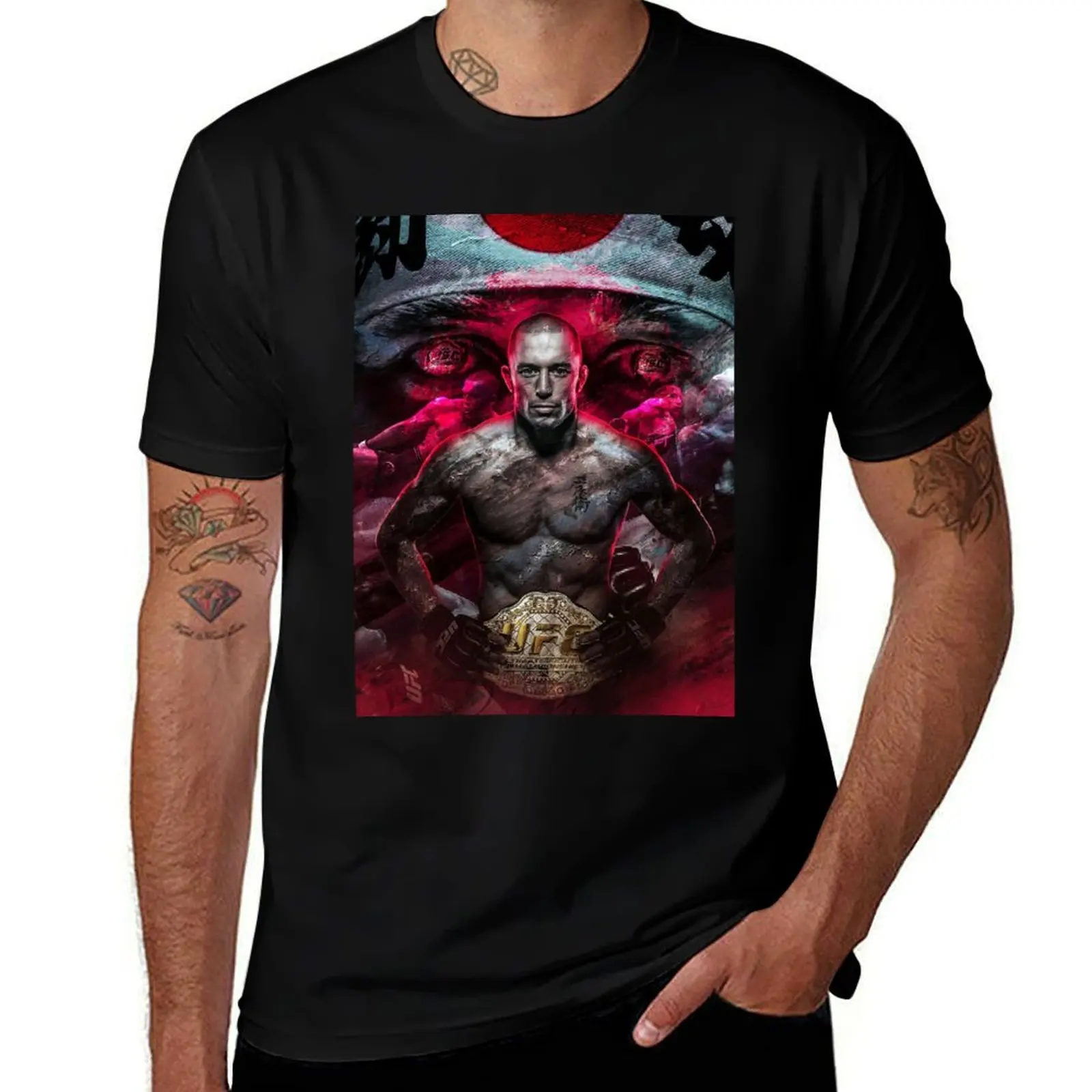 Фото Футболка Legendary Georges St Pierre, мужская дизайнерская футболка, мужская повседневная футболка, мужская роскошная футболка №4
