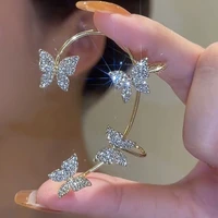 sweet zircon butterfly clip earrings for women ear clips without piercing sparkling ear cuff fashion jewelry accessories gift