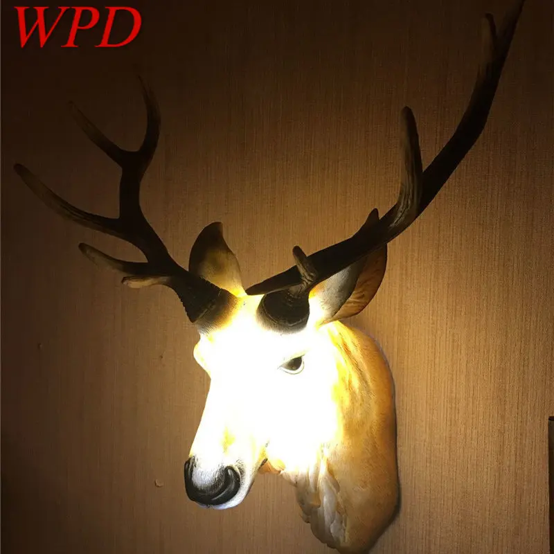 

WPD Nordic Deer Wall Lamp LED Interior Creative Simulation Sconce Lights For Home Living Room Aisle Backdrop Decor