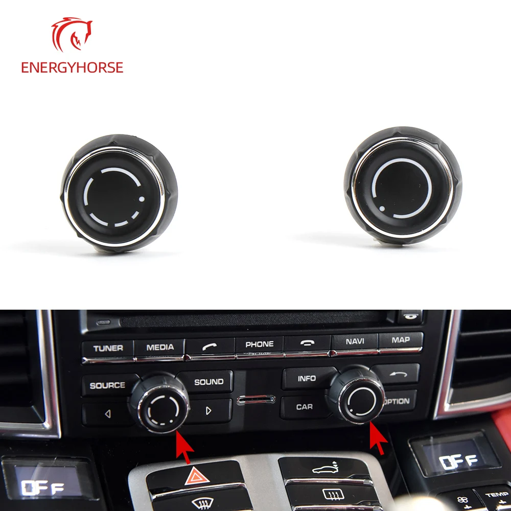 

For Cayenne Panamera Macan Car Center Console Audio Volume Knob Cover CD Control Switch Button For Porsche 911 718 918 Boxster