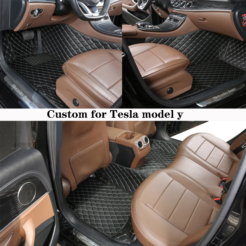 

Car Floor Mat For Tesla Model Y Rugs Panel Protective Pad Premium Custom Leather Foot Carpet Accessories