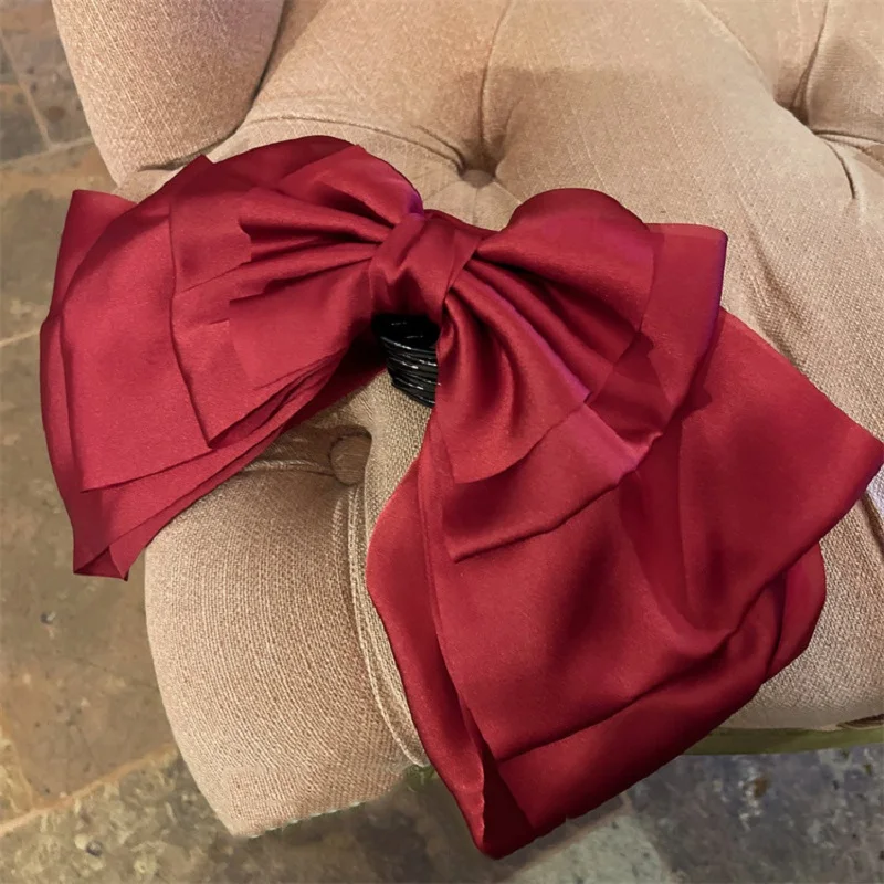 Черные красные банты зажим для волос на затылке высокий хвост аксессуар верхняя