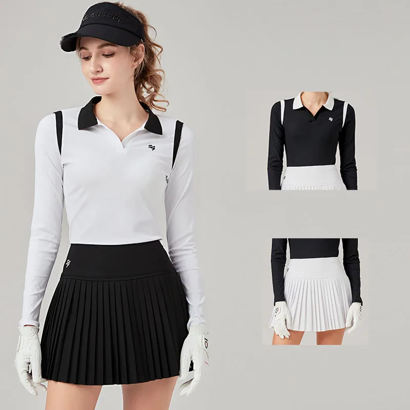 Shirt Girls Solid High Waist Pleated Skirt Women Culottes Suits