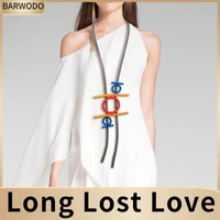 barwodo long chian necklaces for women gothic rubber diy original unique style jewelry vintage statement punk sweater necklace